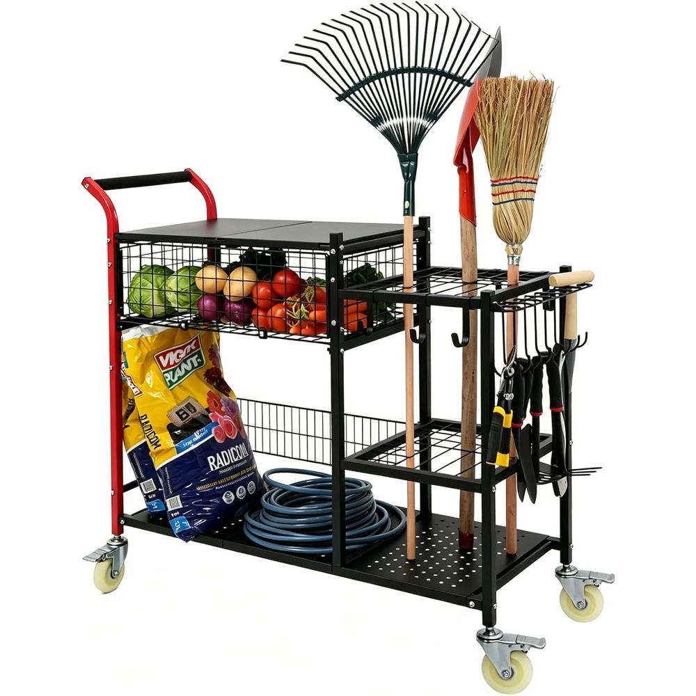 Gardening Tools Rack - Anleolie Gerobak Taman 3-in-1: Stasiun Kerja,