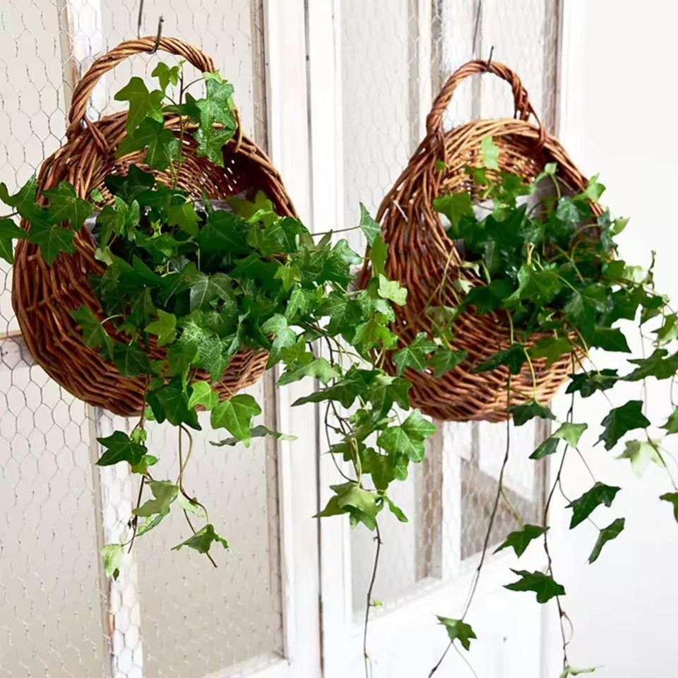 Hanging Planter Basket - Penanam Bunga Rotan Anyaman Buatan Tangan