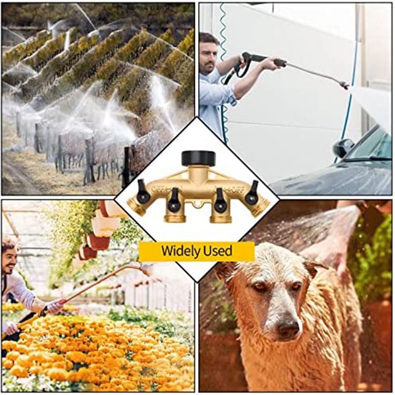 Gardening Tools Yellow - ABNQ Pembagi Selang Kuningan 4 Arah,