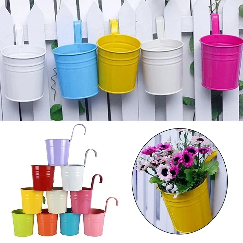 Hanging Planter Basket - 10 warna bunga besi logam gantung