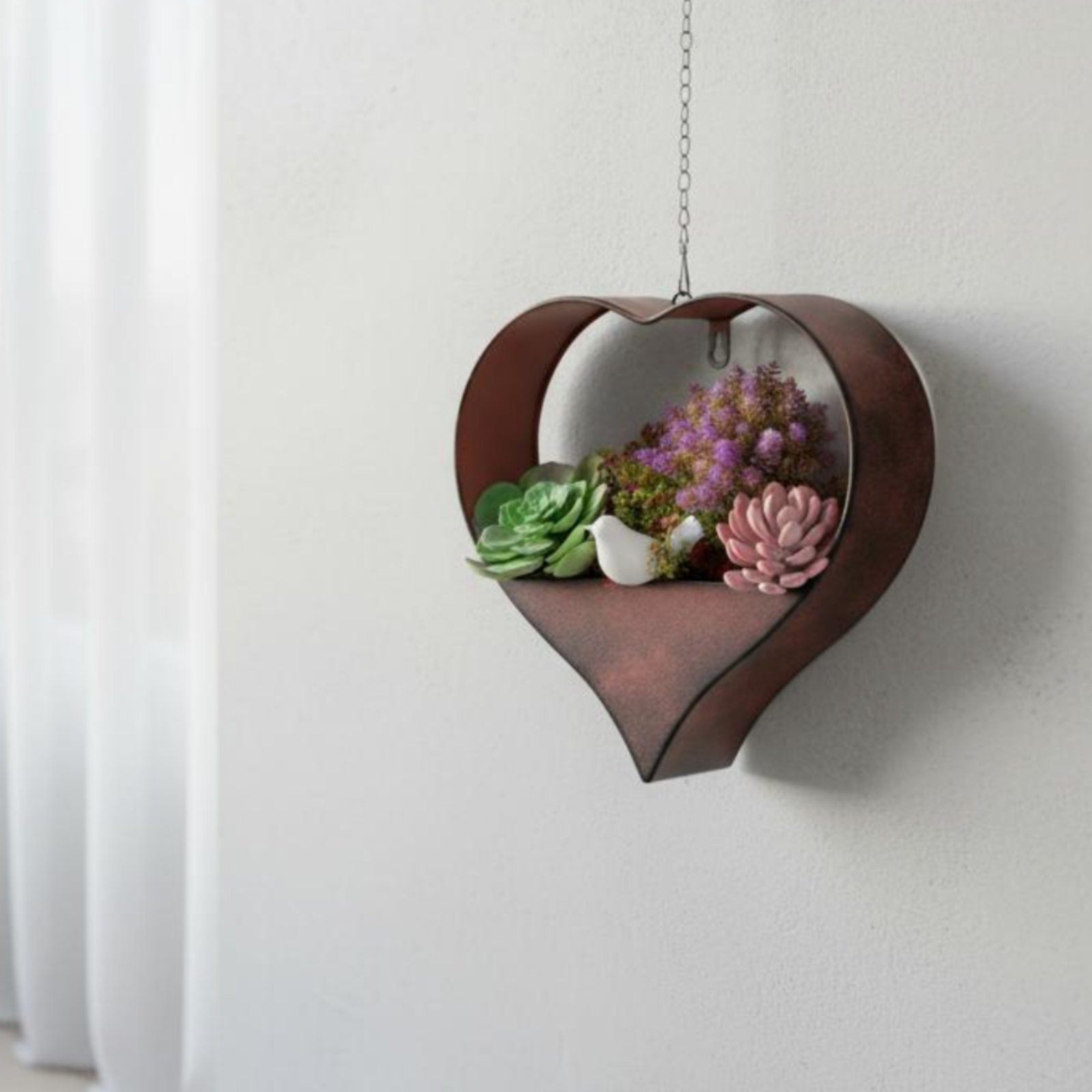 Pot Bunga Logam Bentuk Hati un - Hanging Planter Basket ulasan dan harga