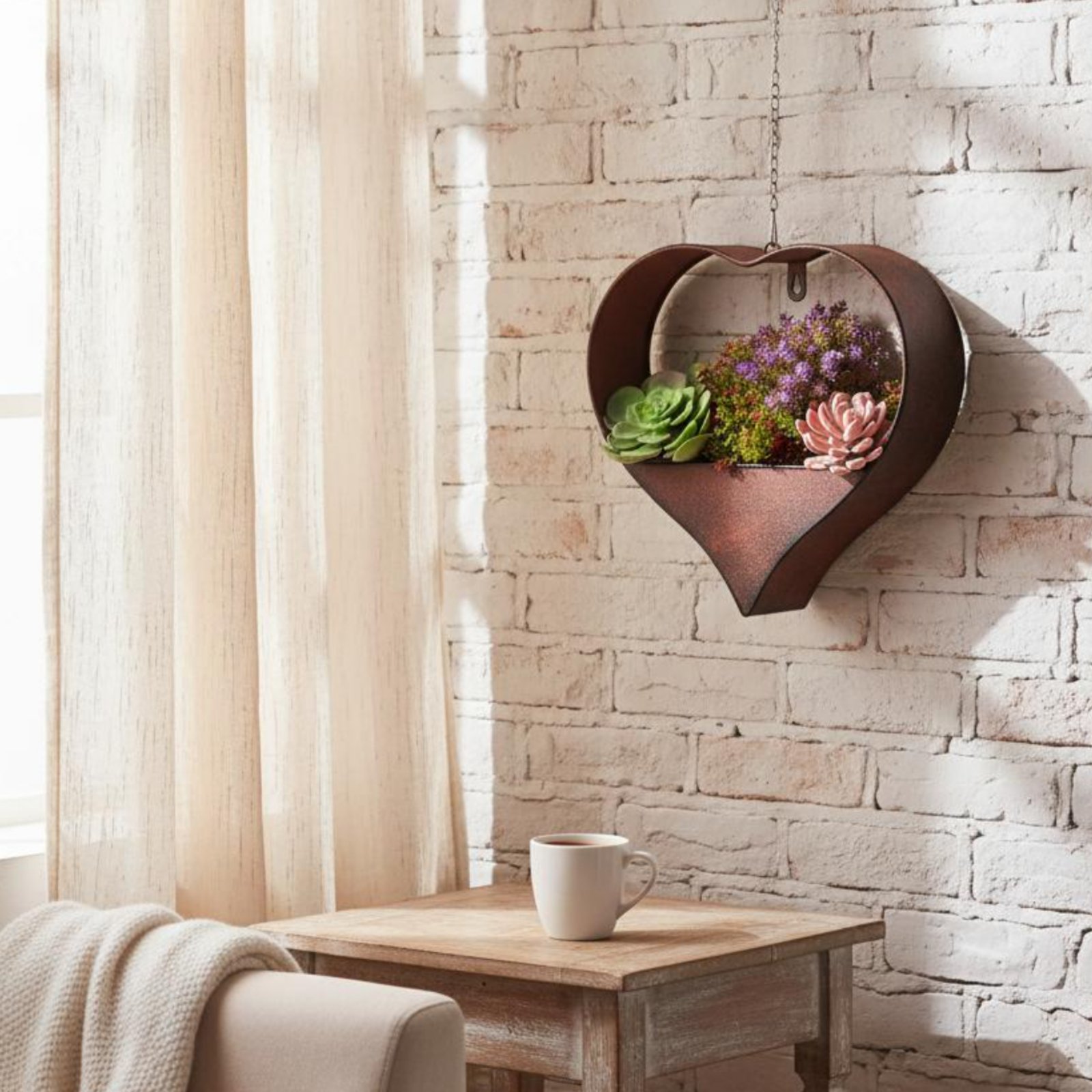 Pot Bunga Logam Bentuk Hati un - Hanging Planter Basket ulasan dan harga