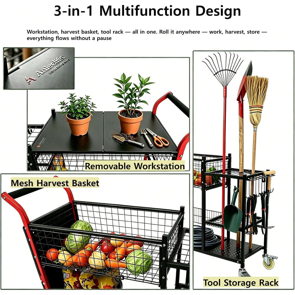 Anleolie Gerobak Taman 3-in-1: - Gardening Tools Rack ulasan dan harga