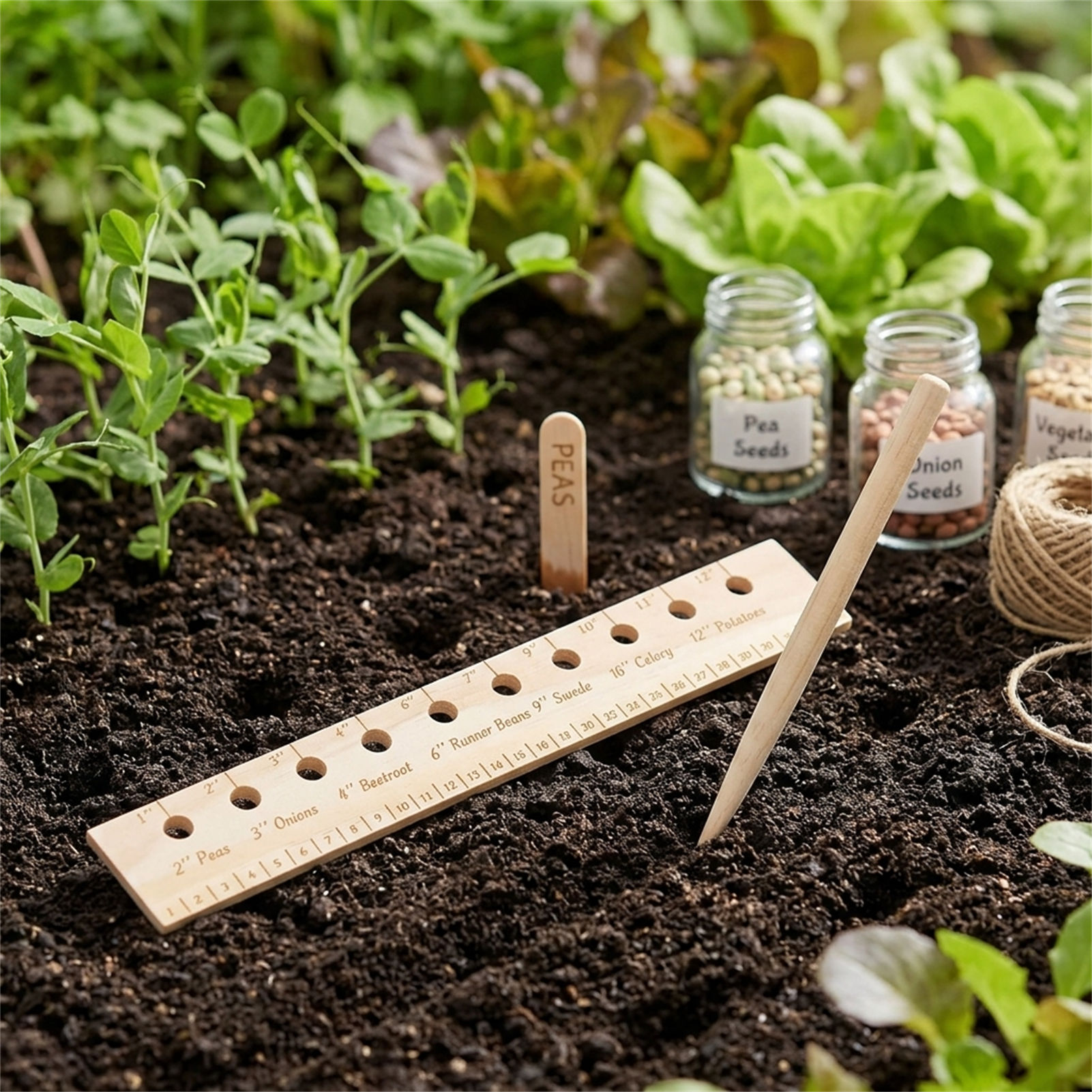 Penggaris Penanaman Kayu Solid - Gardening Tools Vegetables ulasan dan harga