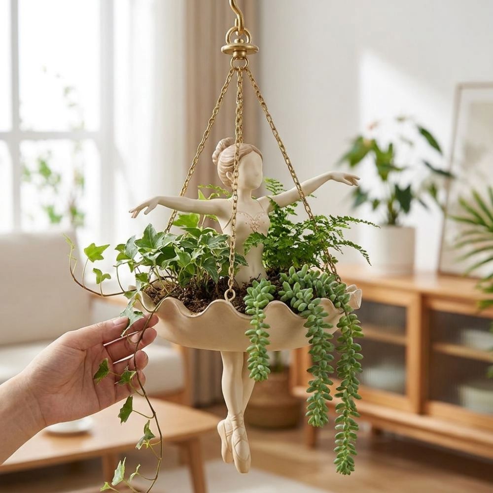 Pot Gantung Penari Balet Resin - Hanging Planter Basket ulasan dan harga