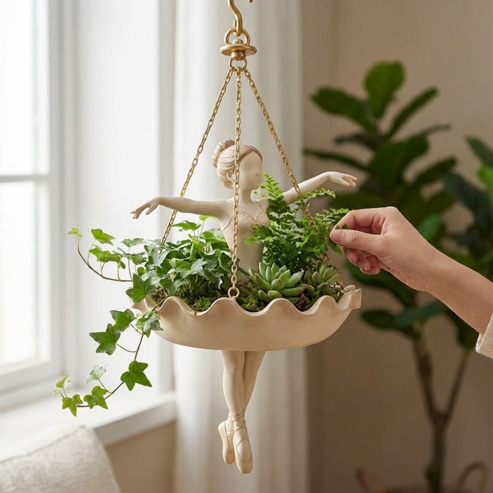 Pot Gantung Penari Balet Resin - Hanging Planter Basket ulasan dan harga